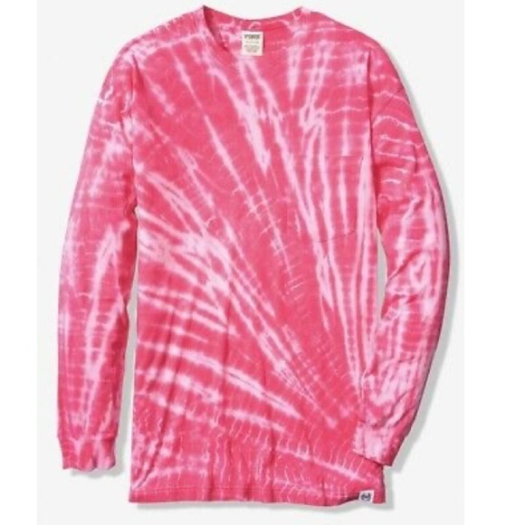 VICTORIA'S SECRET PINK LONG SLEEVE CAMPUS TEE TIE DYE XSMALL T SHIRT TOP TUNIC - Picture 1 of 8